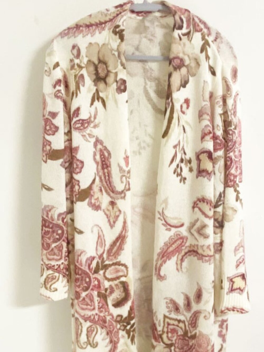 Chico's Floral Open Front Cardigan Sweater Size 4